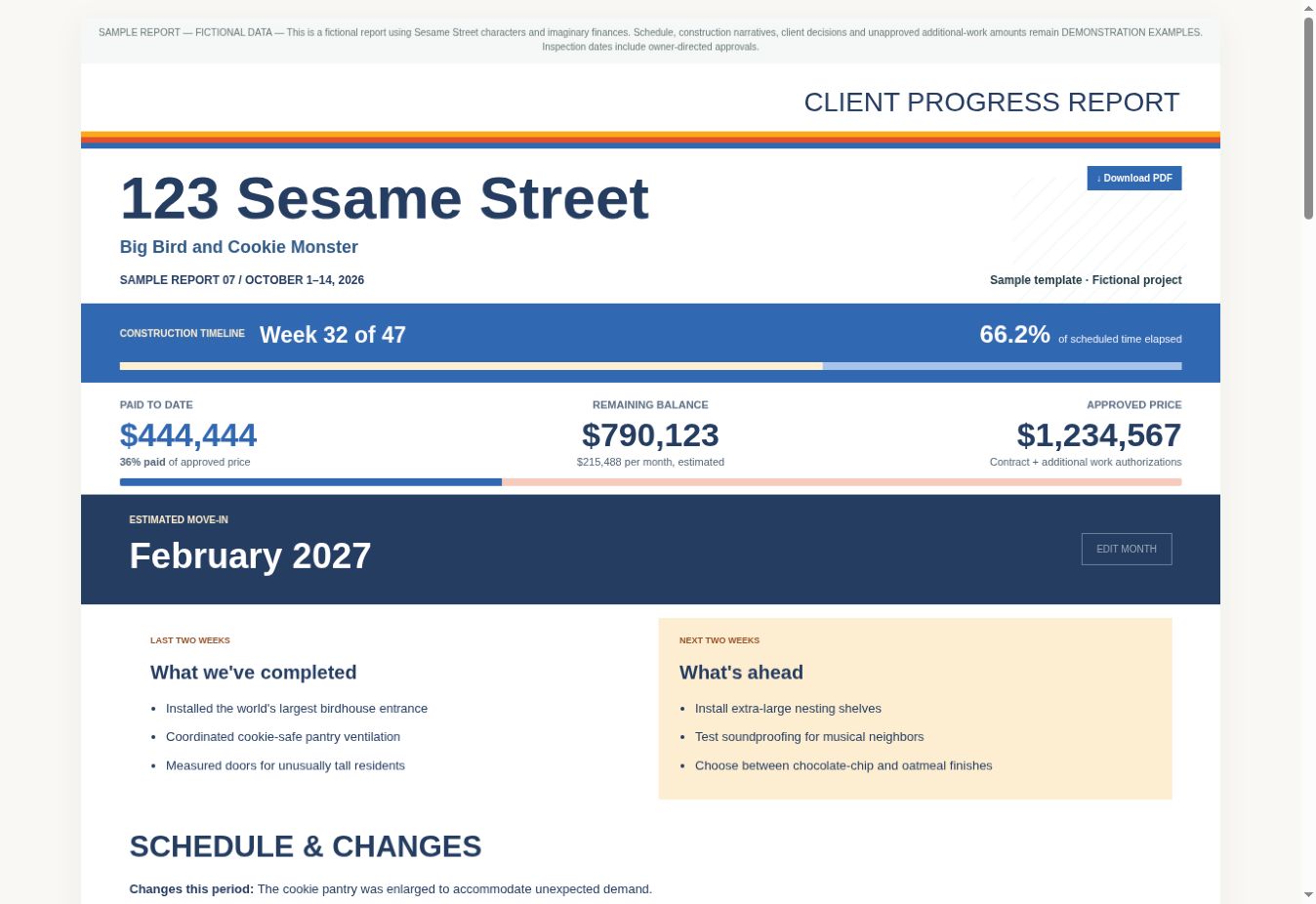 Screenshot of heyday-client-reports